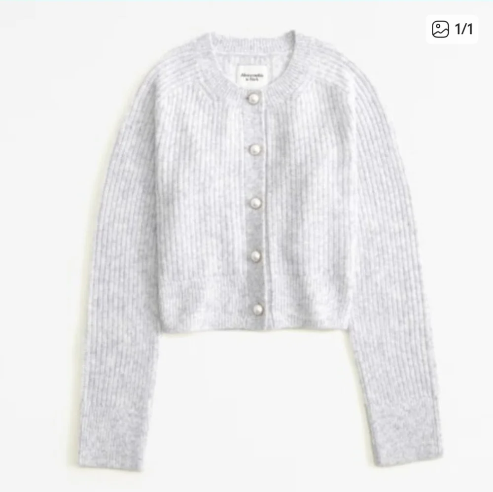 Abercrombie Crew Pearl Cardigan - Grey - Picture 1 of 4